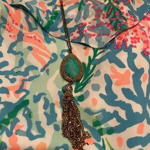 Lilly Pulitzer Teal Stone Pendant Necklace